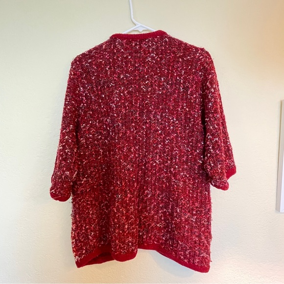 Red Tricots Riva Jeambrun Vintage Patchwork Knit Sweater Cardigan - Picture 8 of 9